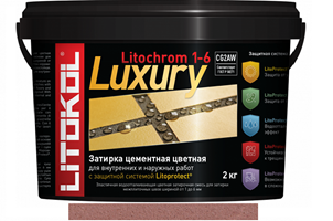 Эластичная цементная затирка Litokol Litochrom 1-6 Luxury мешок 2кг, C.90 красно- коричневый