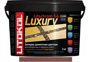 Эластичная цементная затирка Litokol Litochrom 1-6 Luxury мешок 2кг, С 500 красный кирпич