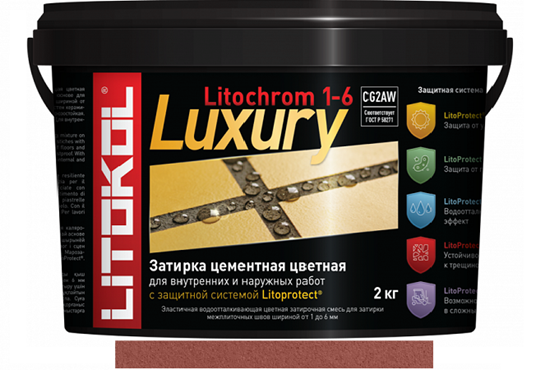 Эластичная цементная затирка Litokol Litochrom 1-6 Luxury мешок 2кг, С 510 охра