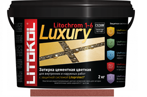 Эластичная цементная затирка Litokol Litochrom 1-6 Luxury мешок 2кг, С 510 охра