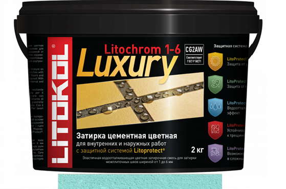 Эластичная цементная затирка Litokol Litochrom 1-6 Luxury мешок 2кг, С 600 турмалин (группа 2)