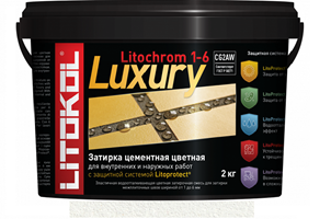 Эластичная цементная затирка Litokol Litochrom 1-6 Luxury ведро 2кг, C.00  белый