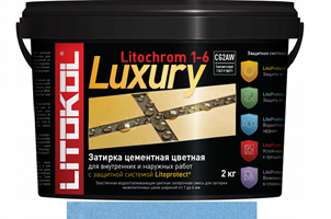 Эластичная цементная затирка Litokol Litochrom 1-6 Luxury ведро 2кг, C.190 васильковый