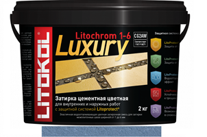 Эластичная цементная затирка Litokol Litochrom 1-6 Luxury ведро 2кг, C.660 небесно-синий