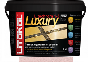 Эластичная цементная затирка Litokol Litochrom 1-6 Luxury ведро 2кг, C.70 светло-розовый