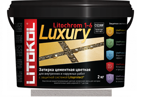 Эластичная цементная затирка Litokol Litochrom 1-6 Luxury ведро 2кг, С.30 жемчужно-серый