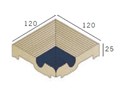 Керамический бортик д/бассейна (внутр угол) Cartabon interior 12x12x24,5 - Gresmanc
