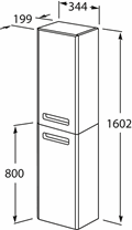 Пенал - шкаф колонна, правый, белый  The Gap 160 см - Roca
